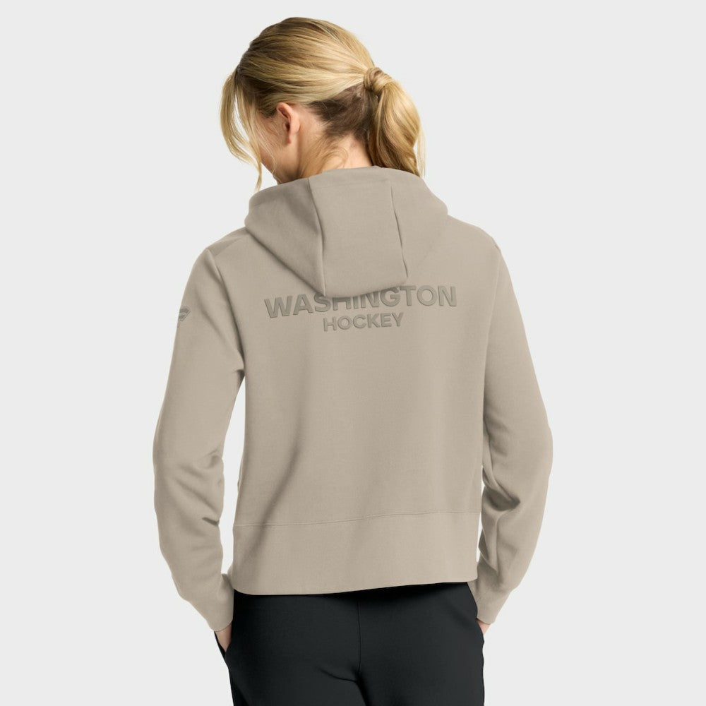 Washington Capitals Fanatics Women's Authentic Pro Road Tri-Blend Quarter-Zip Hoodie - Tan - NHL