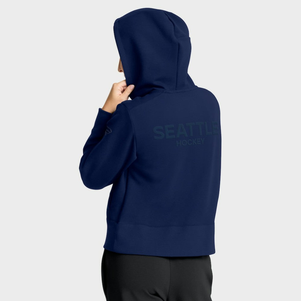 Seattle Kraken Fanatics Women's Authentic Pro Road Tri-Blend Quarter-Zip Hoodie - Deep Sea Blue - NHL