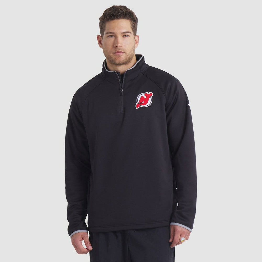 New Jersey Devils Fanatics Authentic Pro Rink Raglan Quarter-Zip Pullover - Black - NHL