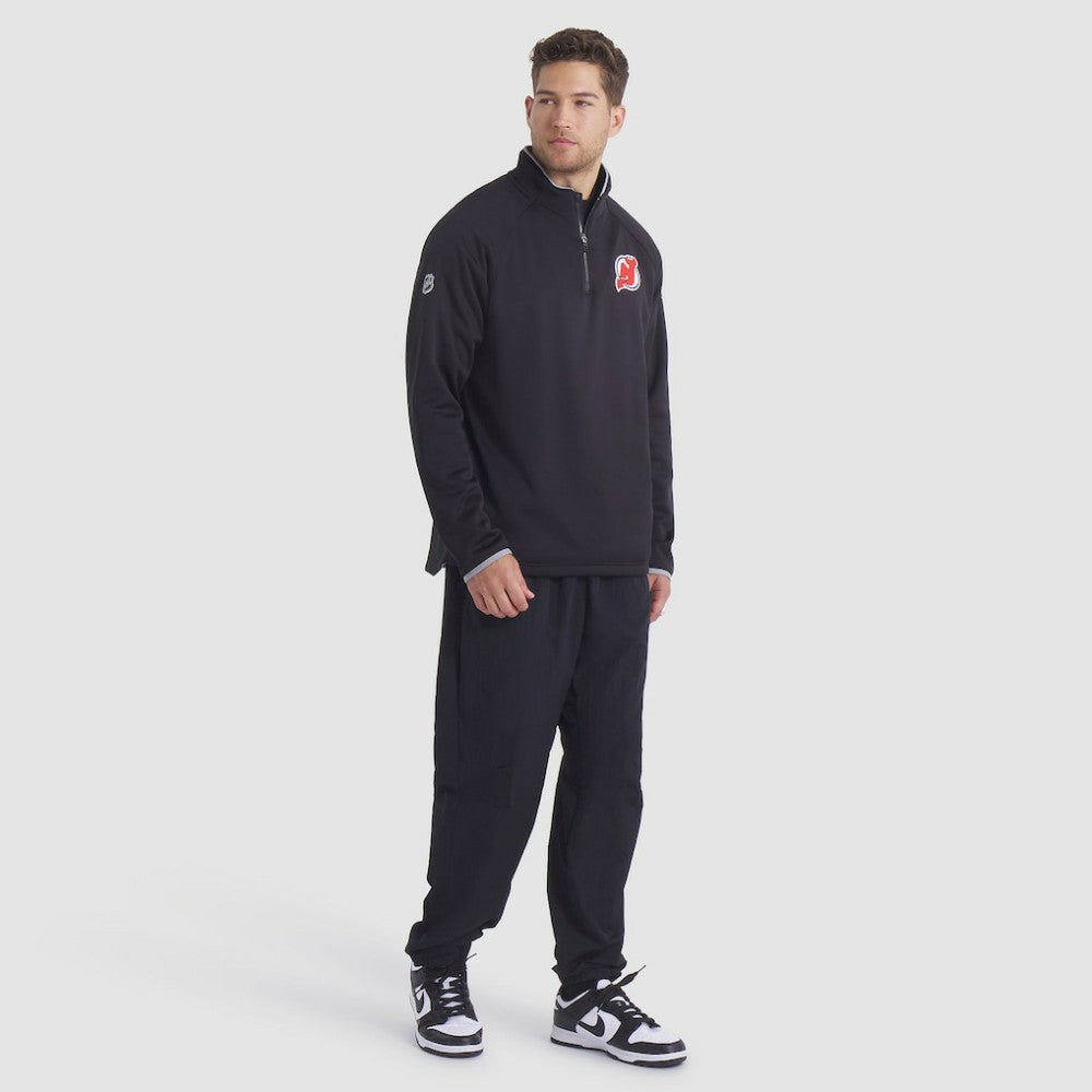 New Jersey Devils Fanatics Authentic Pro Rink Raglan Quarter-Zip Pullover - Black - NHL