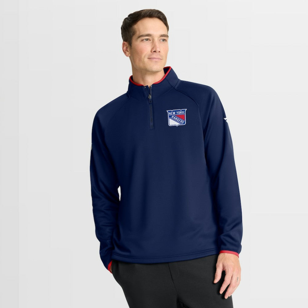 New York Rangers Fanatics Authentic Pro Rink Raglan Quarter-Zip Pullover - Navy - NHL