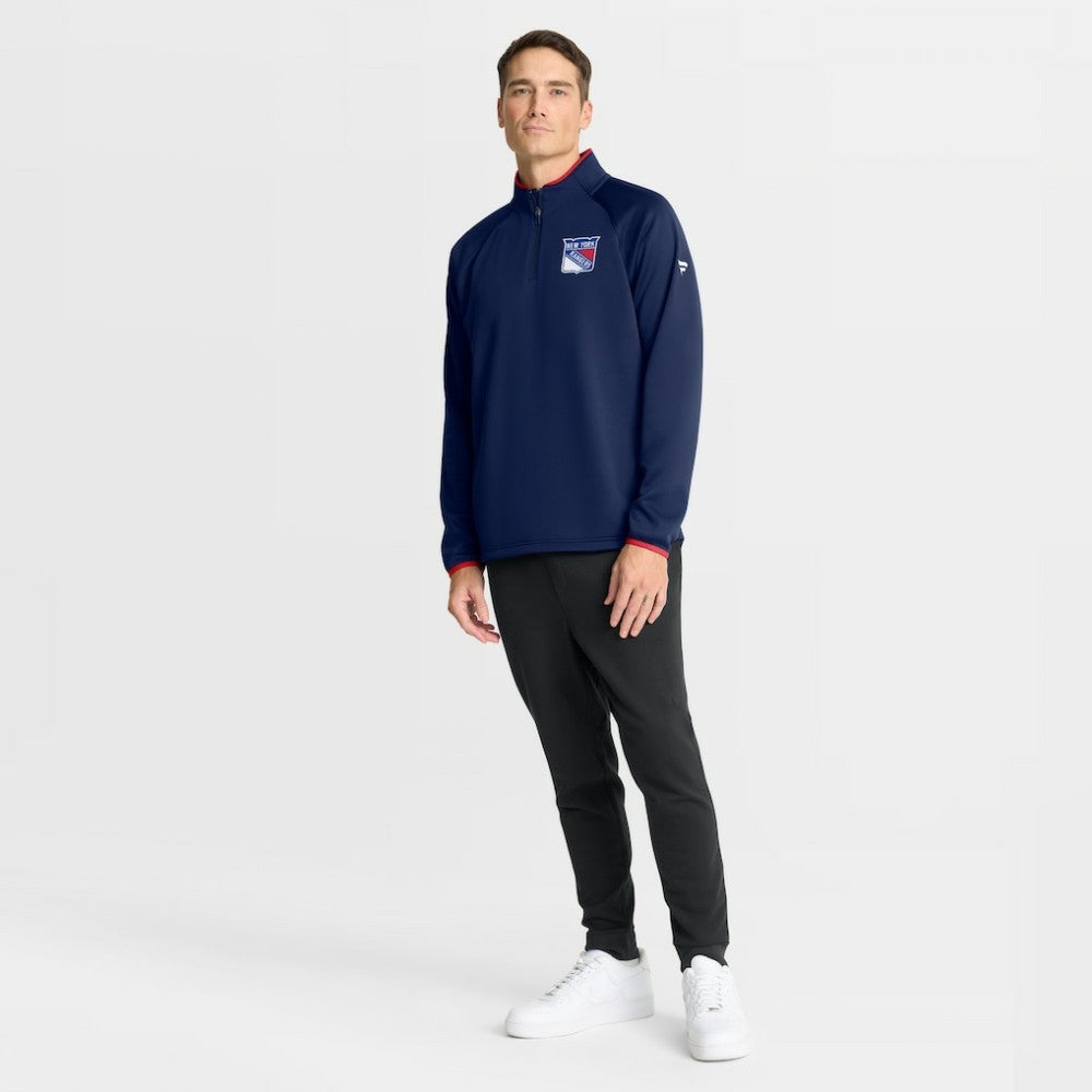New York Rangers Fanatics Authentic Pro Rink Raglan Quarter-Zip Pullover - Navy - NHL