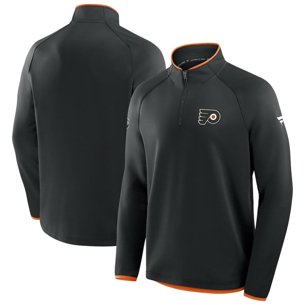 Philadelphia Flyers Fanatics Authentic Pro Rink Raglan Quarter-Zip Pullover - Black - NHL