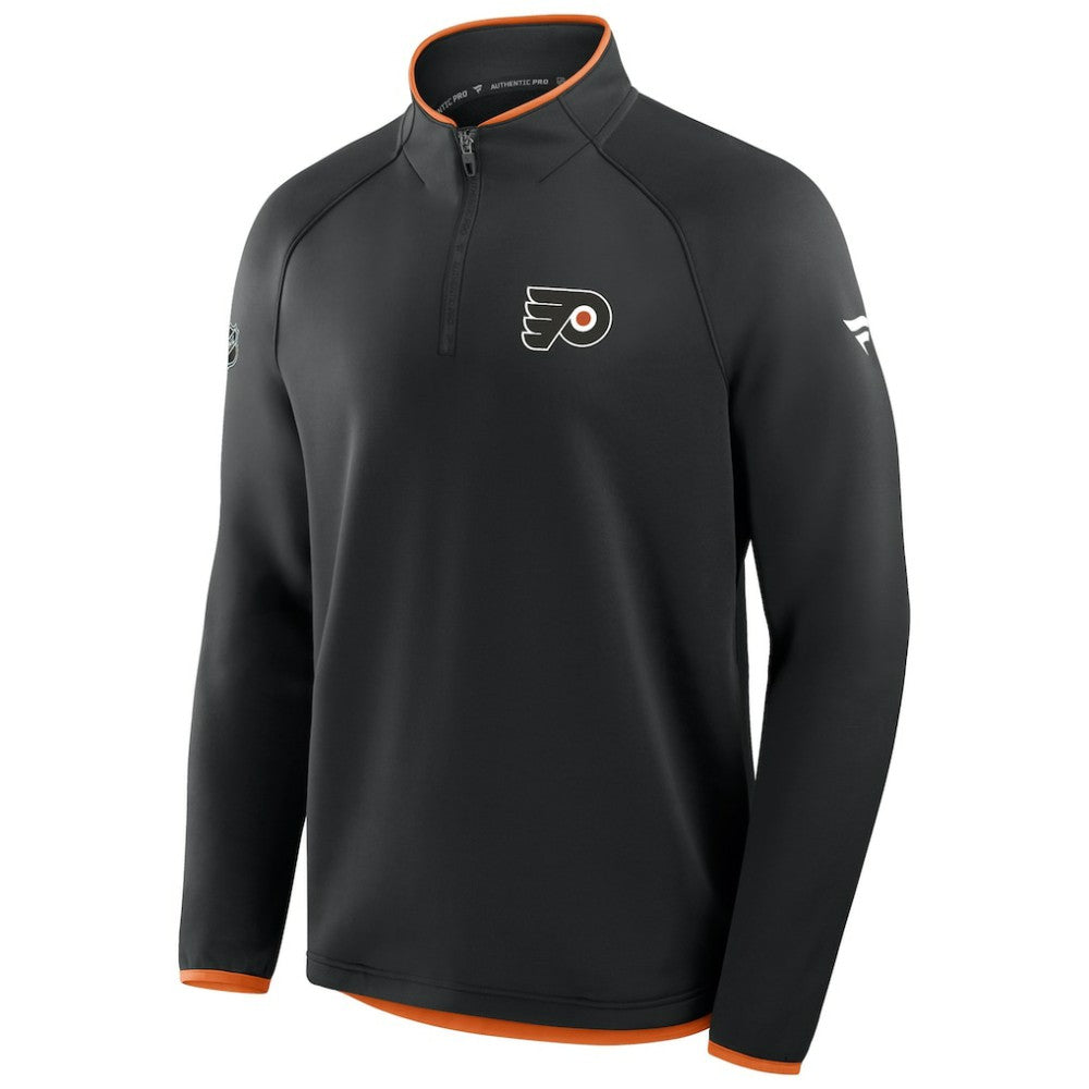 Philadelphia Flyers Fanatics Authentic Pro Rink Raglan Quarter-Zip Pullover - Black - NHL