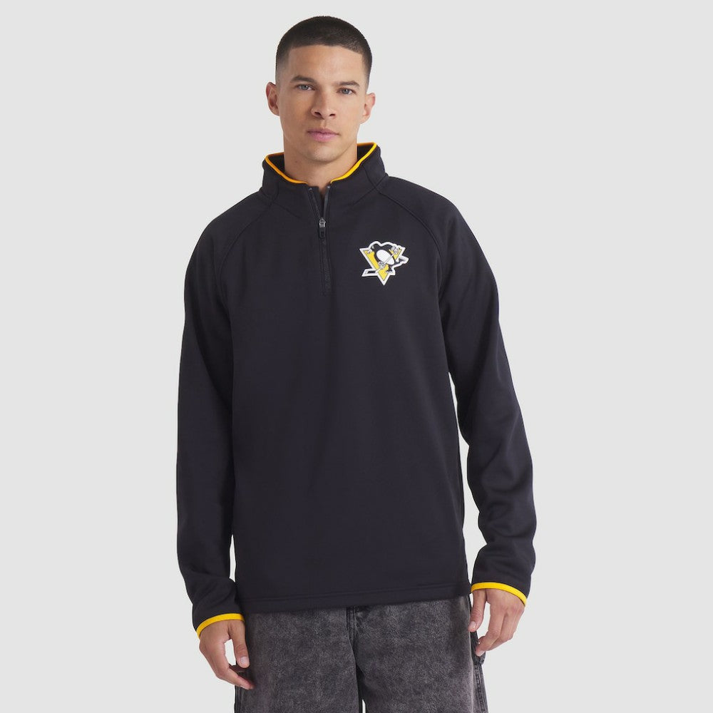 Pittsburgh Penguins Fanatics Authentic Pro Rink Raglan Quarter-Zip Pullover - Black - NHL