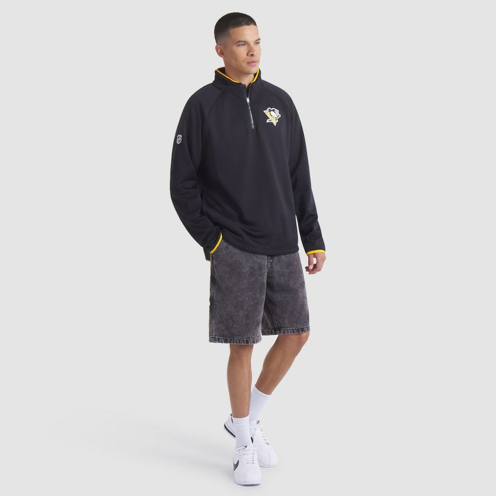 Pittsburgh Penguins Fanatics Authentic Pro Rink Raglan Quarter-Zip Pullover - Black - NHL