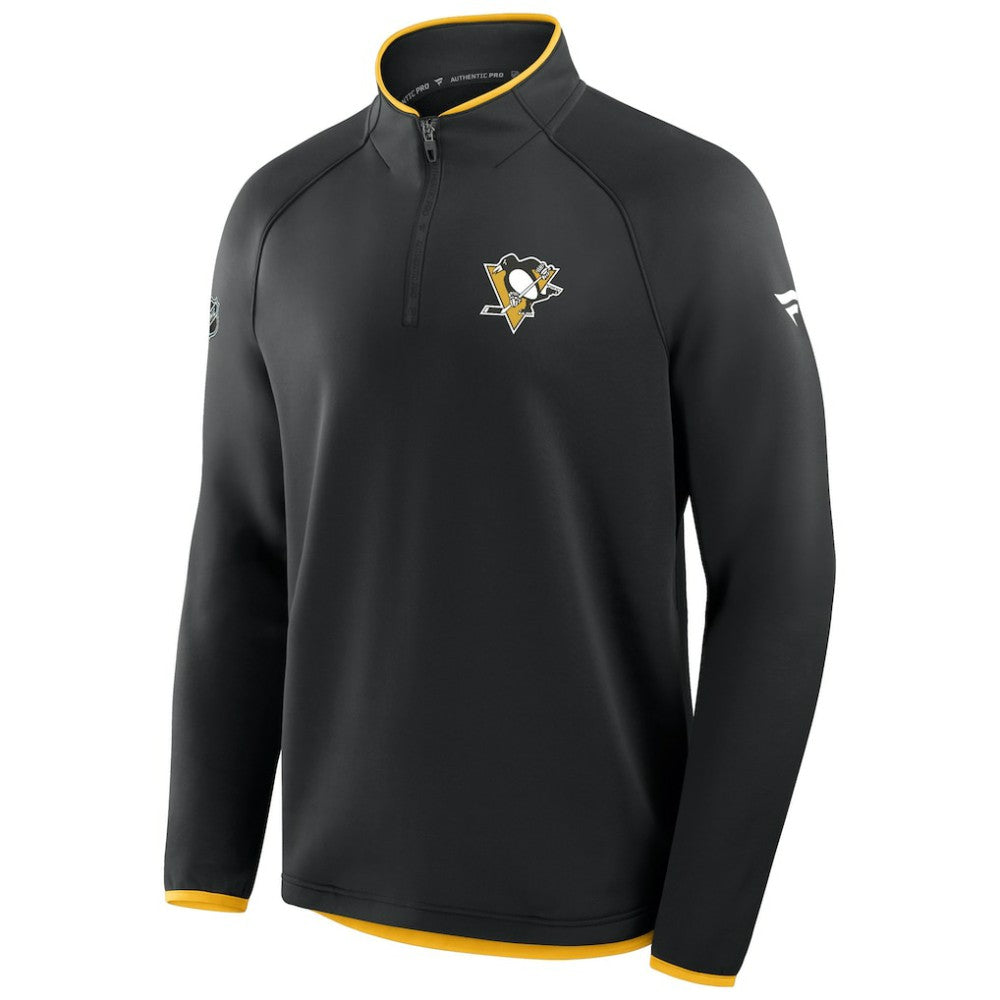 Pittsburgh Penguins Fanatics Authentic Pro Rink Raglan Quarter-Zip Pullover - Black - NHL