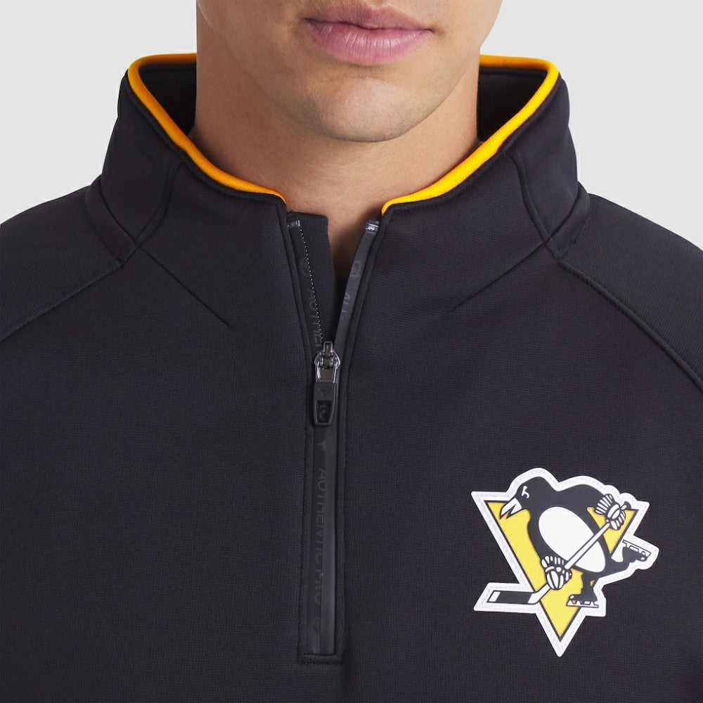 Pittsburgh Penguins Fanatics Authentic Pro Rink Raglan Quarter-Zip Pullover - Black - NHL