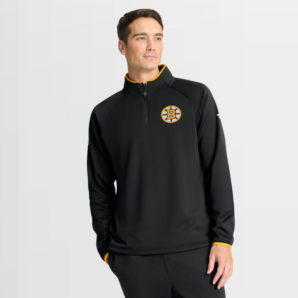 Boston Bruins Fanatics Authentic Pro Rink Raglan Quarter-Zip Pullover - Black - NHL