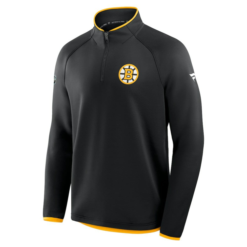 Boston Bruins Fanatics Authentic Pro Rink Raglan Quarter-Zip Pullover - Black - NHL