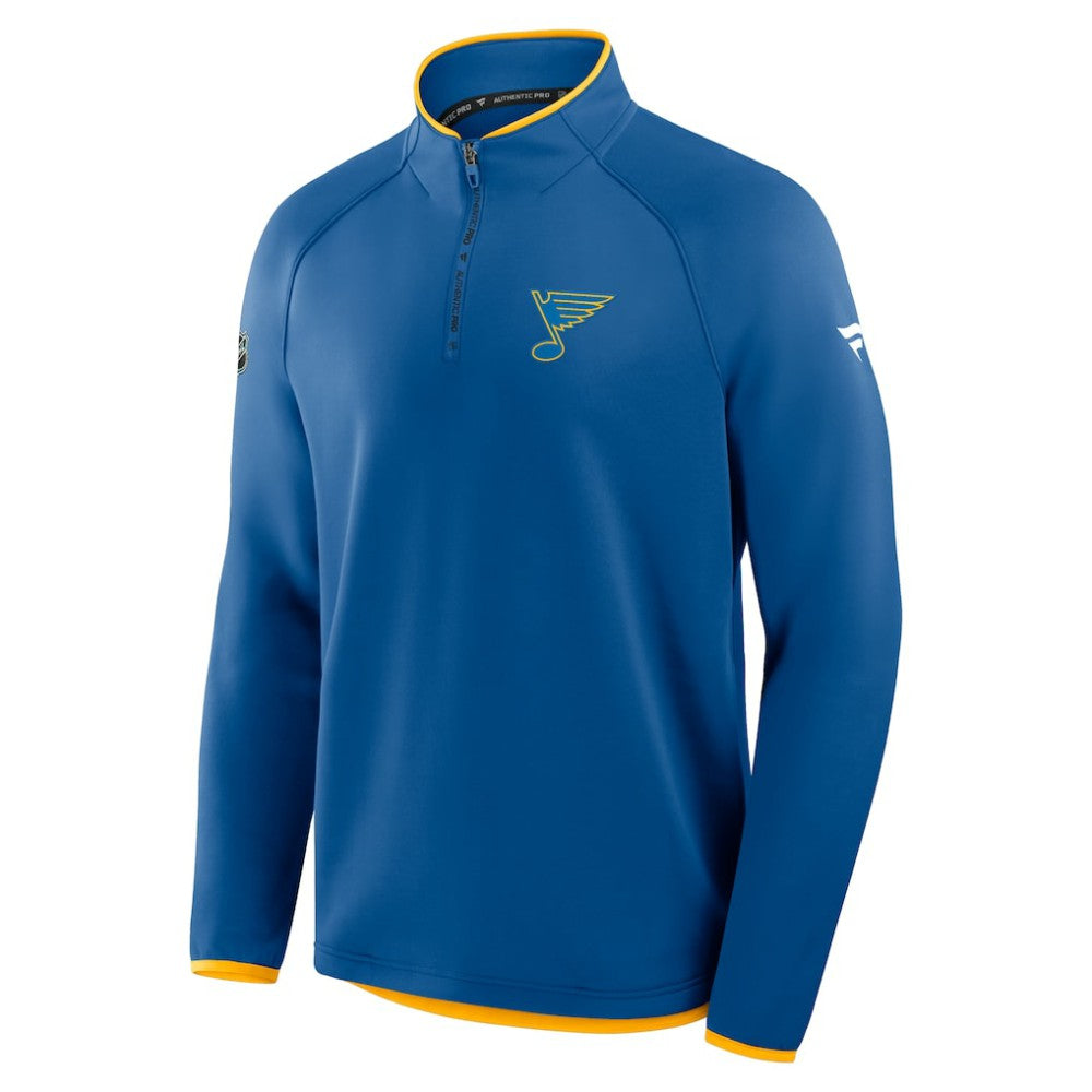 St. Louis Blues Fanatics Authentic Pro Rink Raglan Quarter-Zip Pullover - Blue - NHL