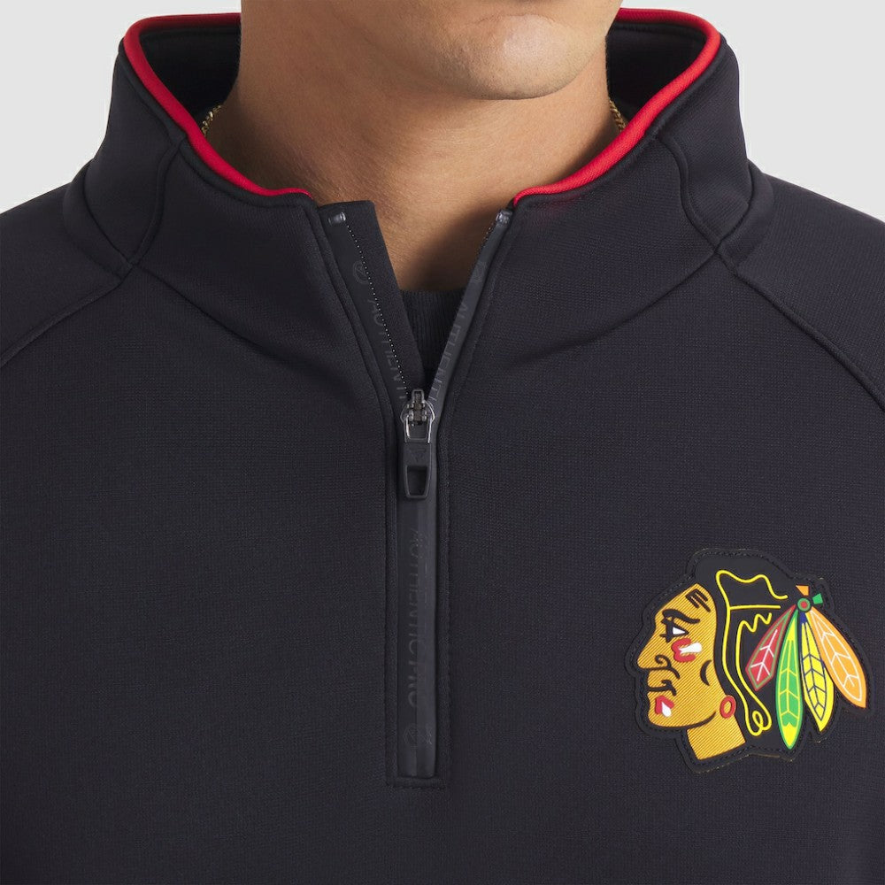 Chicago Blackhawks Fanatics Authentic Pro Rink Raglan Quarter-Zip Pullover - Black - NHL