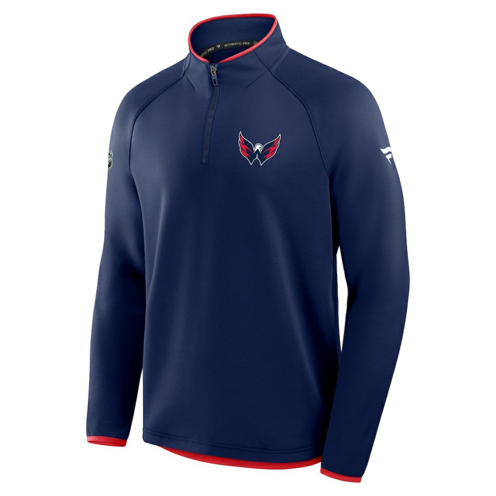 Washington Capitals Fanatics Authentic Pro Rink Raglan Quarter-Zip Pullover - Navy - NHL