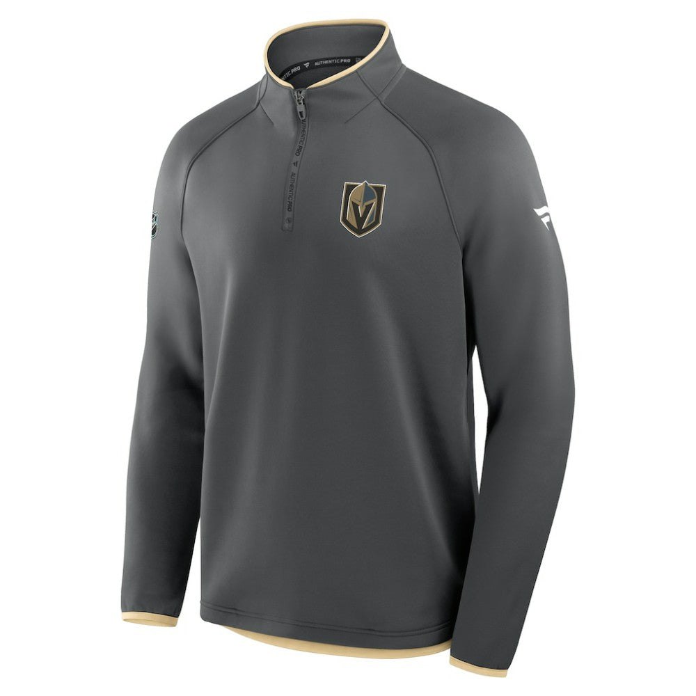 Vegas Golden Knights Fanatics Authentic Pro Rink Raglan Quarter-Zip Pullover - Black - NHL