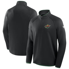 Minnesota Wild Fanatics Authentic Pro Rink Raglan Quarter-Zip Pullover - Black - NHL
