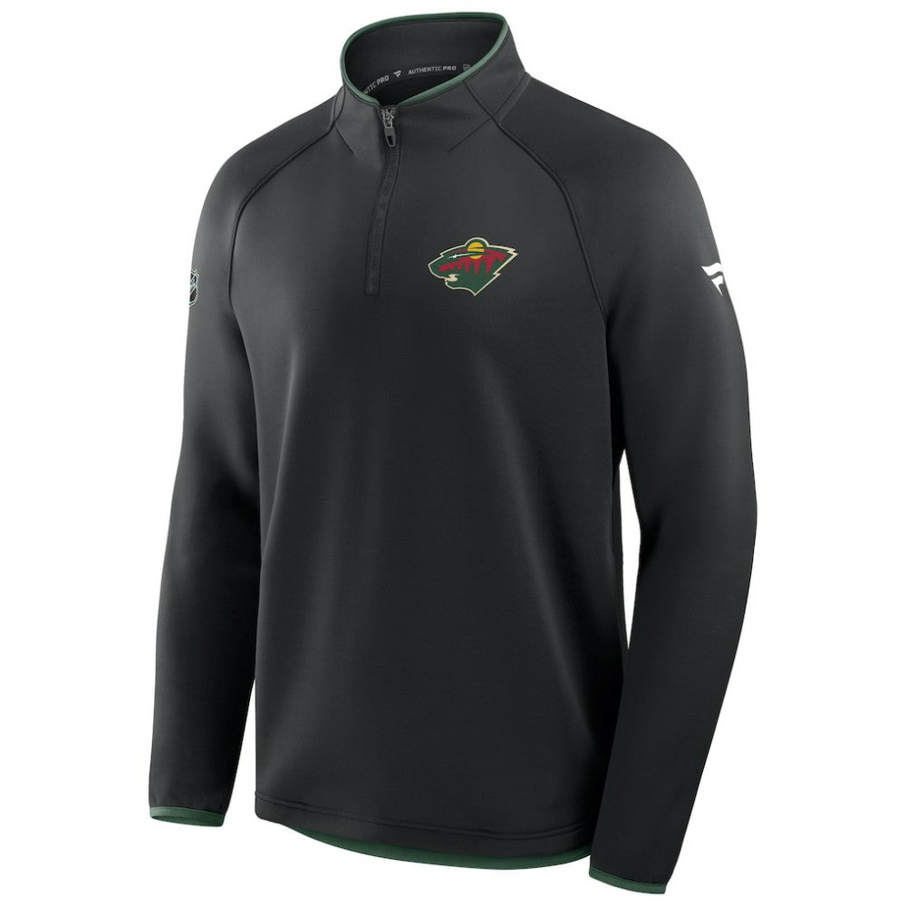 Minnesota Wild Fanatics Authentic Pro Rink Raglan Quarter-Zip Pullover - Black - NHL