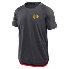 Chicago Blackhawks Fanatics Authentic Pro Rink Raglan Performance T-Shirt - Charcoal - NHL