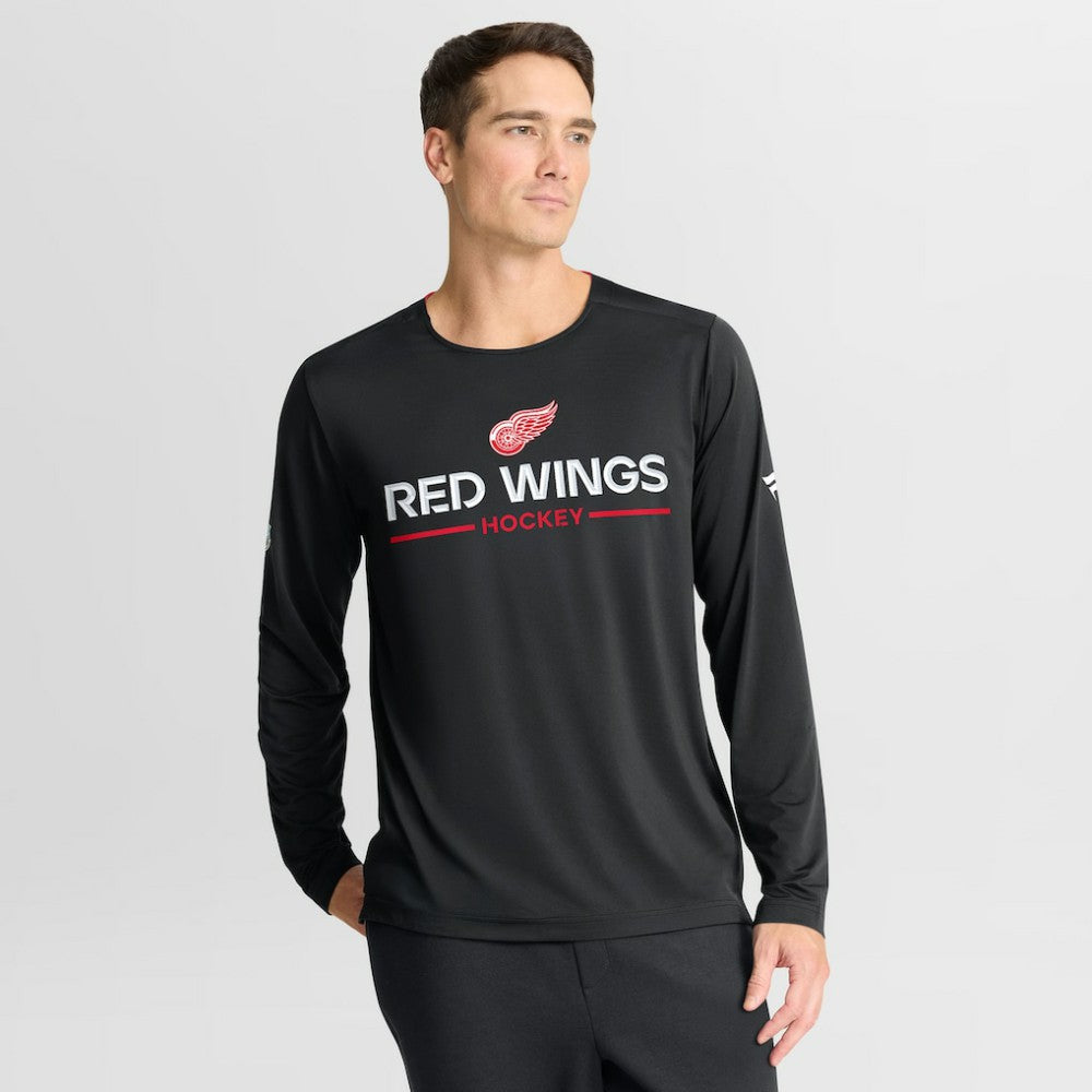 Detroit Red Wings Fanatics Authentic Pro Rink Tech Long Sleeve T-Shirt - Black - NHL