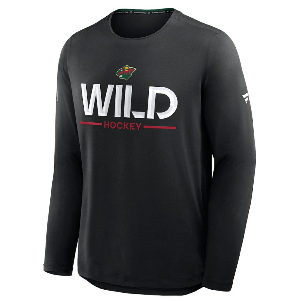 Minnesota Wild Fanatics Authentic Pro Rink Tech Long Sleeve T-Shirt - Black - NHL