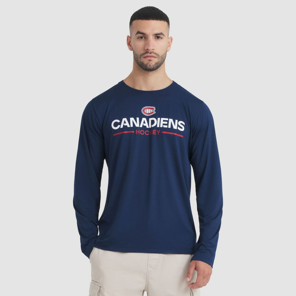 Montreal Canadiens Fanatics Authentic Pro Rink Tech Long Sleeve T-Shirt - Navy - NHL