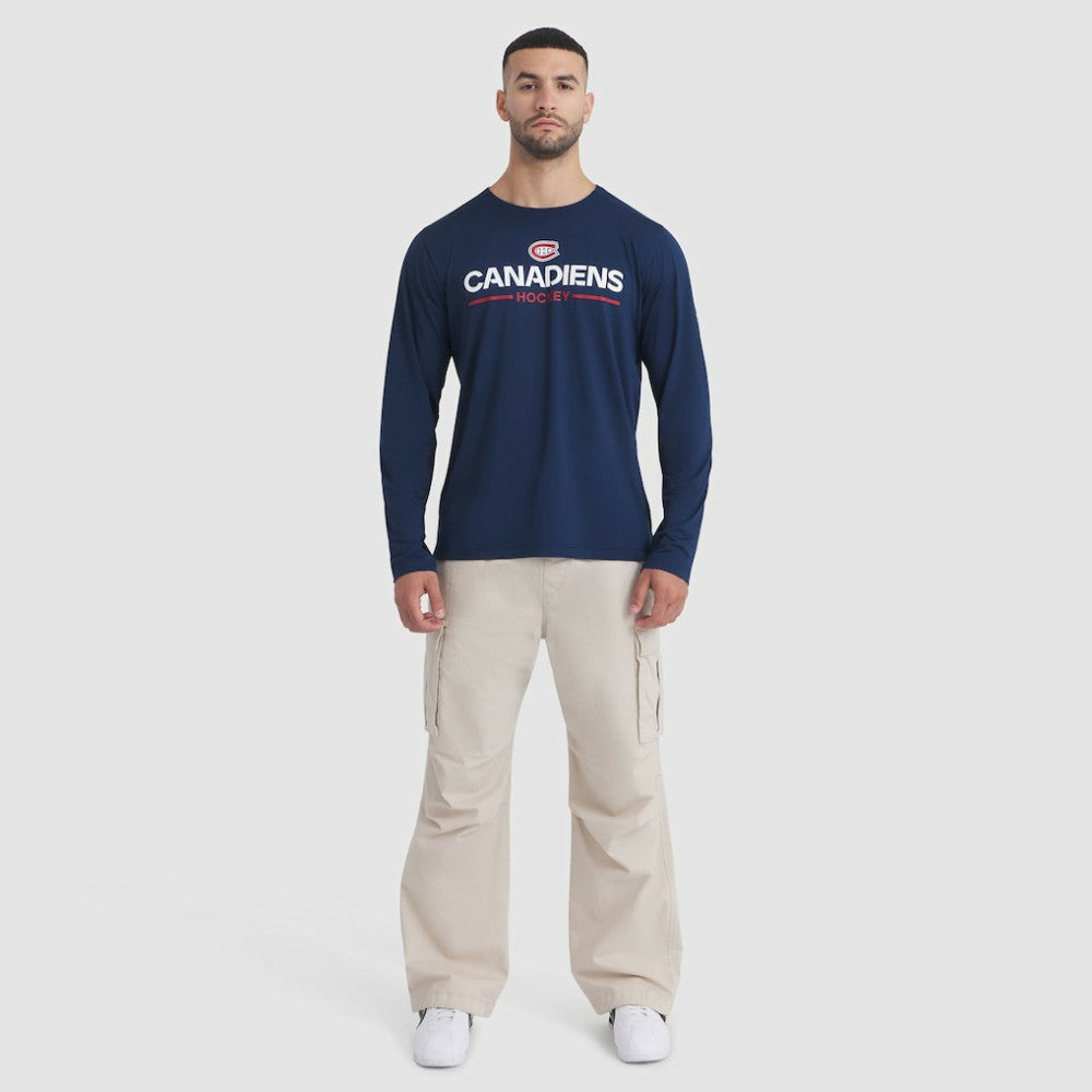 Montreal Canadiens Fanatics Authentic Pro Rink Tech Long Sleeve T-Shirt - Navy - NHL