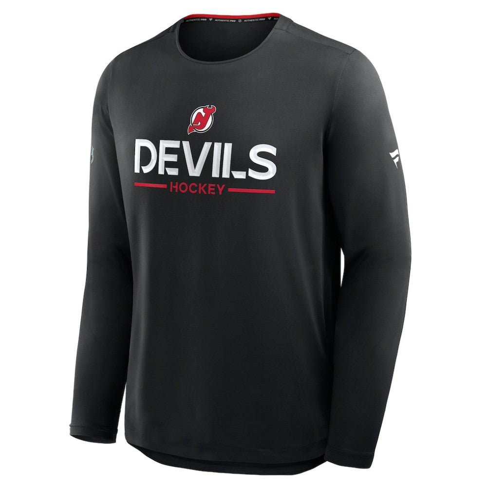 New Jersey Devils Fanatics Authentic Pro Rink Tech Long Sleeve T-Shirt - Black - NHL