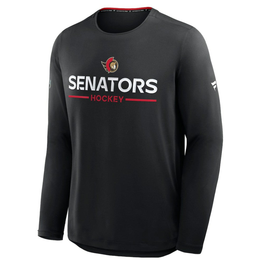 Ottawa Senators Fanatics Authentic Pro Rink Tech Long Sleeve T-Shirt - Black - NHL