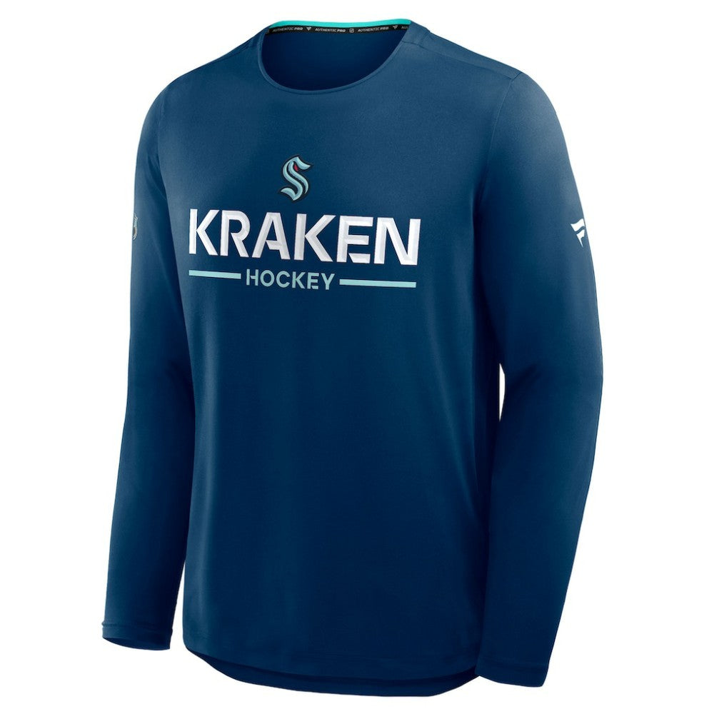 Seattle Kraken Fanatics Authentic Pro Rink Tech Long Sleeve T-Shirt - Navy - NHL