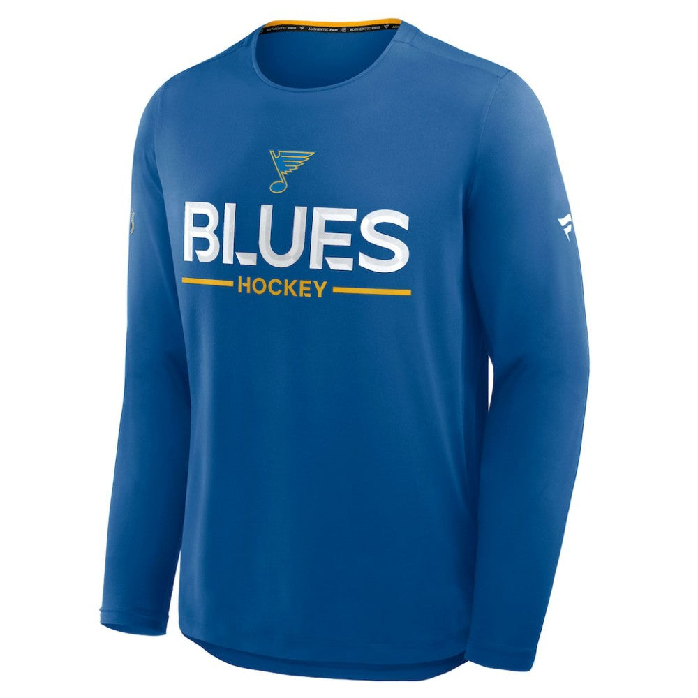 St. Louis Blues Fanatics Authentic Pro Rink Tech Long Sleeve T-Shirt - Blue - NHL