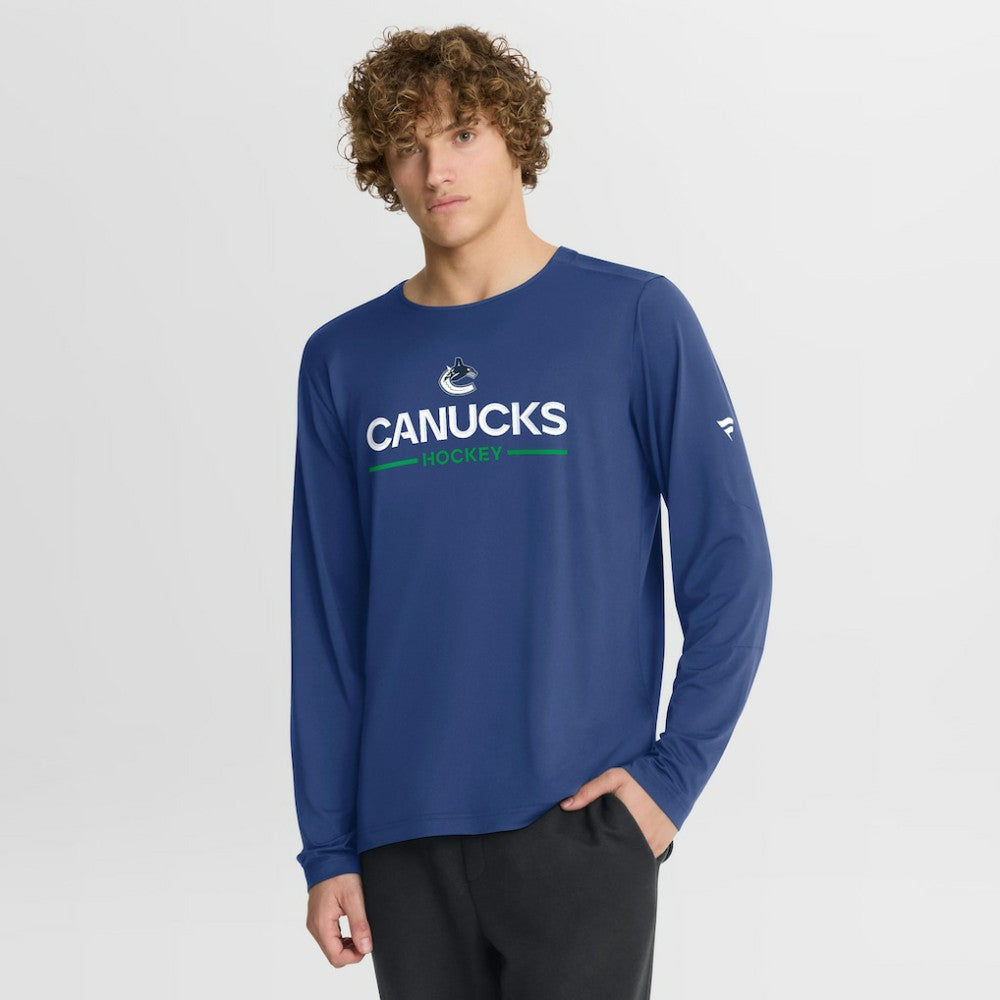 Vancouver Canucks Fanatics Authentic Pro Rink Tech Long Sleeve T-Shirt - Blue - NHL