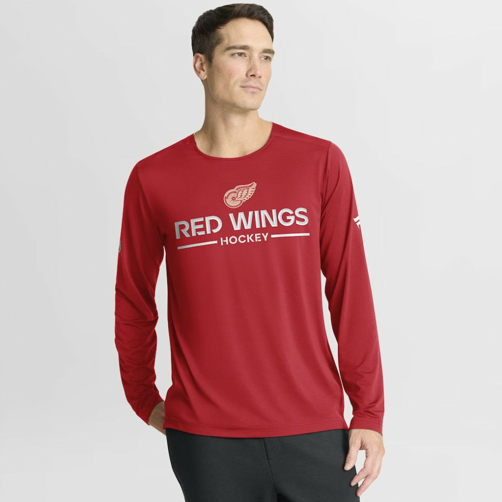 Detroit Red Wings Fanatics Authentic Pro Centennial Rink Tech Long Sleeve T-Shirt - Red - NHL