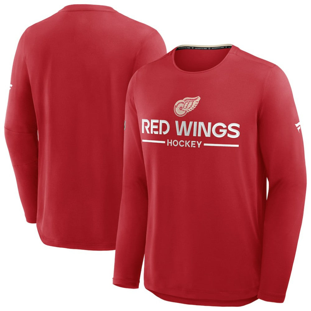 Detroit Red Wings Fanatics Authentic Pro Centennial Rink Tech Long Sleeve T-Shirt - Red - NHL
