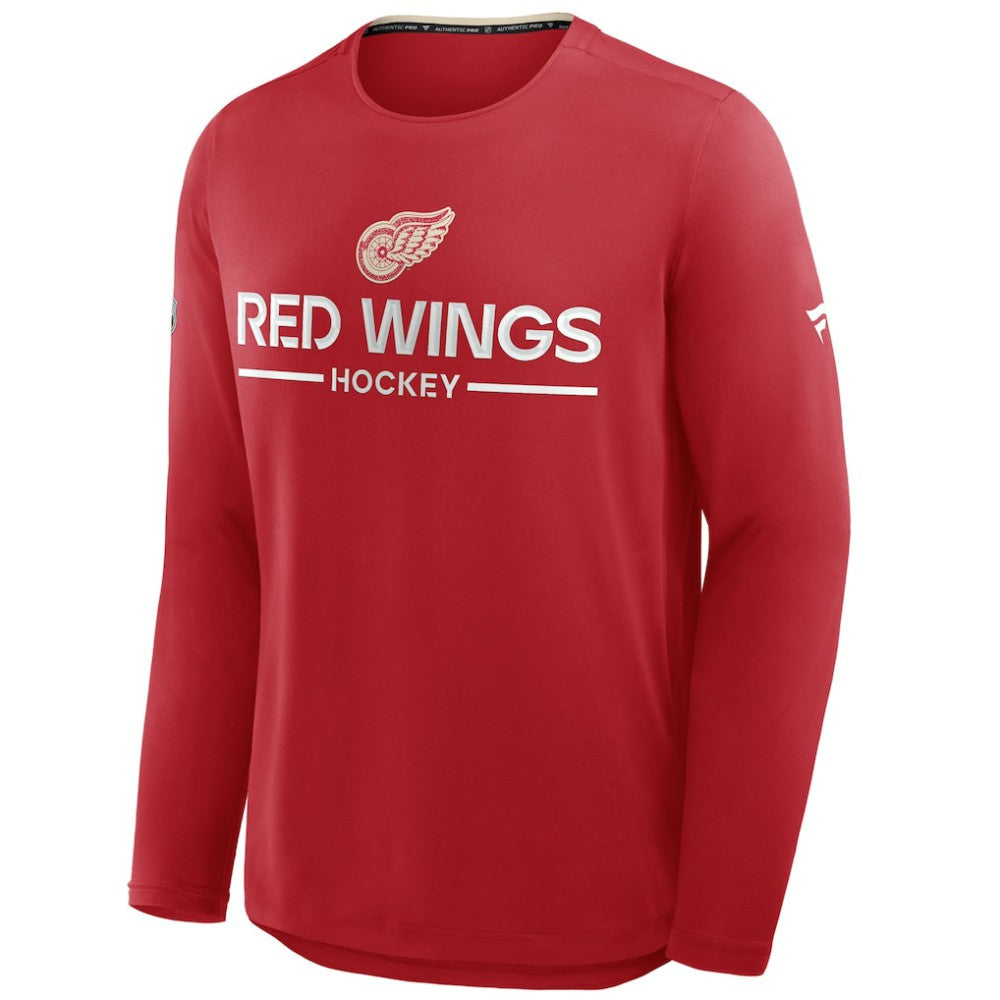 Detroit Red Wings Fanatics Authentic Pro Centennial Rink Tech Long Sleeve T-Shirt - Red - NHL