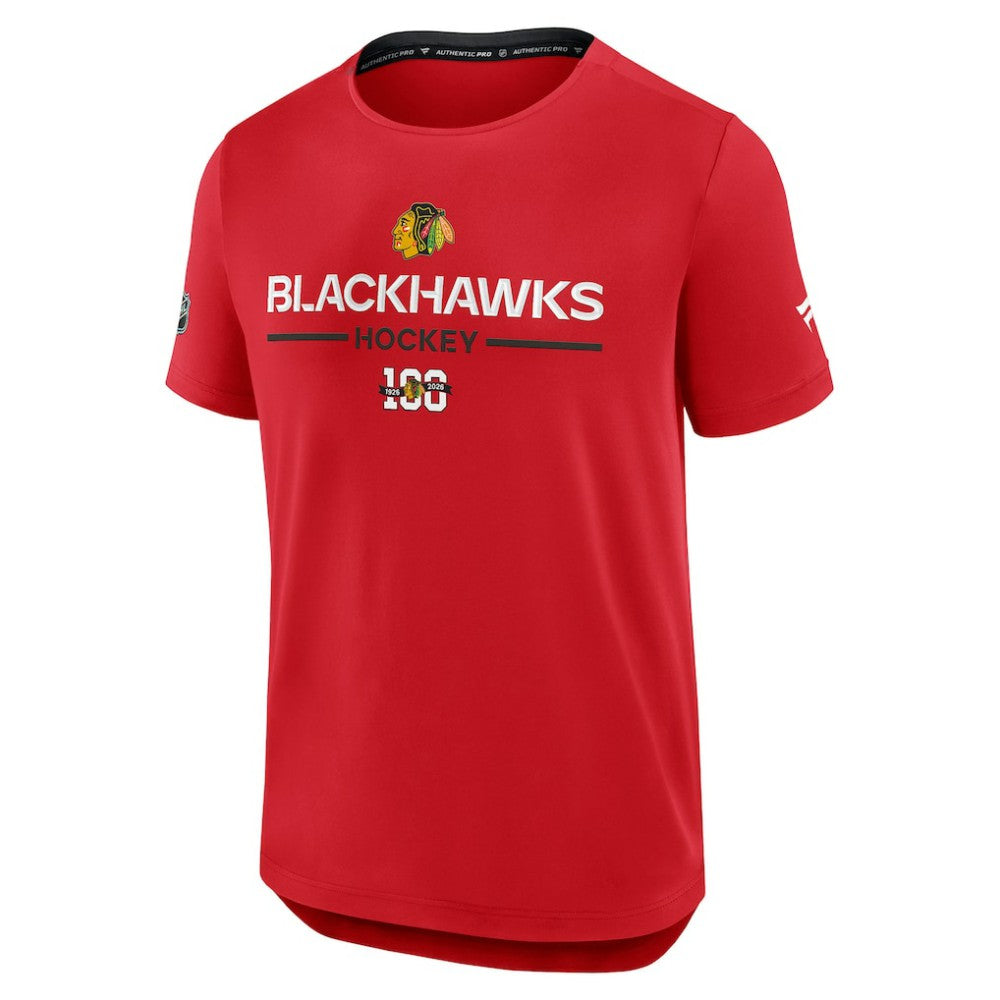 Chicago Blackhawks Fanatics Authentic Pro Centennial Rink Tech T-Shirt - Red - NHL