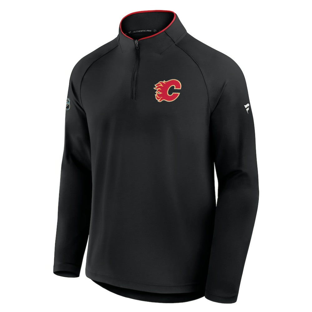 Calgary Flames Fanatics Authentic Pro Rink Training Quarter-Zip Pullover - Black - NHL