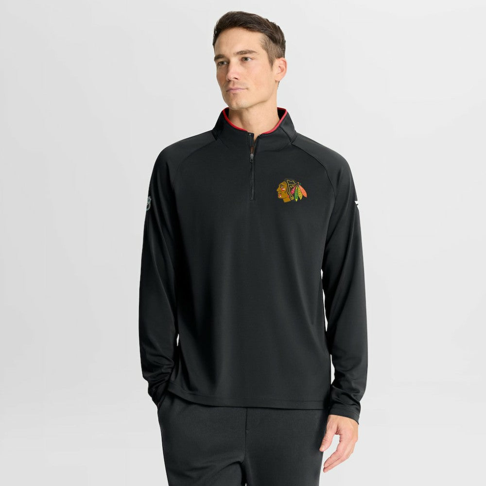 Chicago Blackhawks Fanatics Authentic Pro Rink Training Quarter-Zip Pullover - Black - NHL