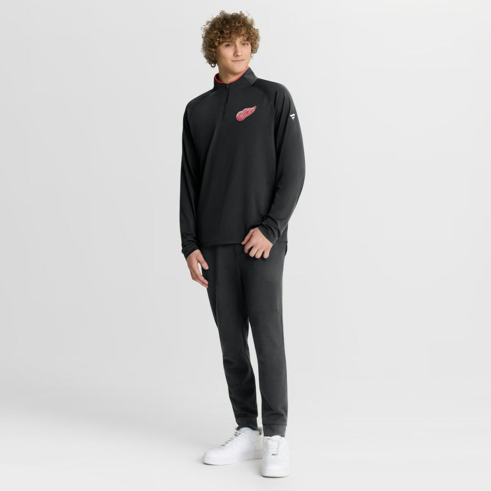 Detroit Red Wings Fanatics Authentic Pro Rink Training Quarter-Zip Pullover - Black - NHL