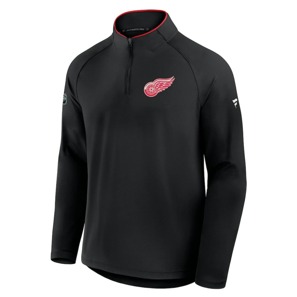 Detroit Red Wings Fanatics Authentic Pro Rink Training Quarter-Zip Pullover - Black - NHL