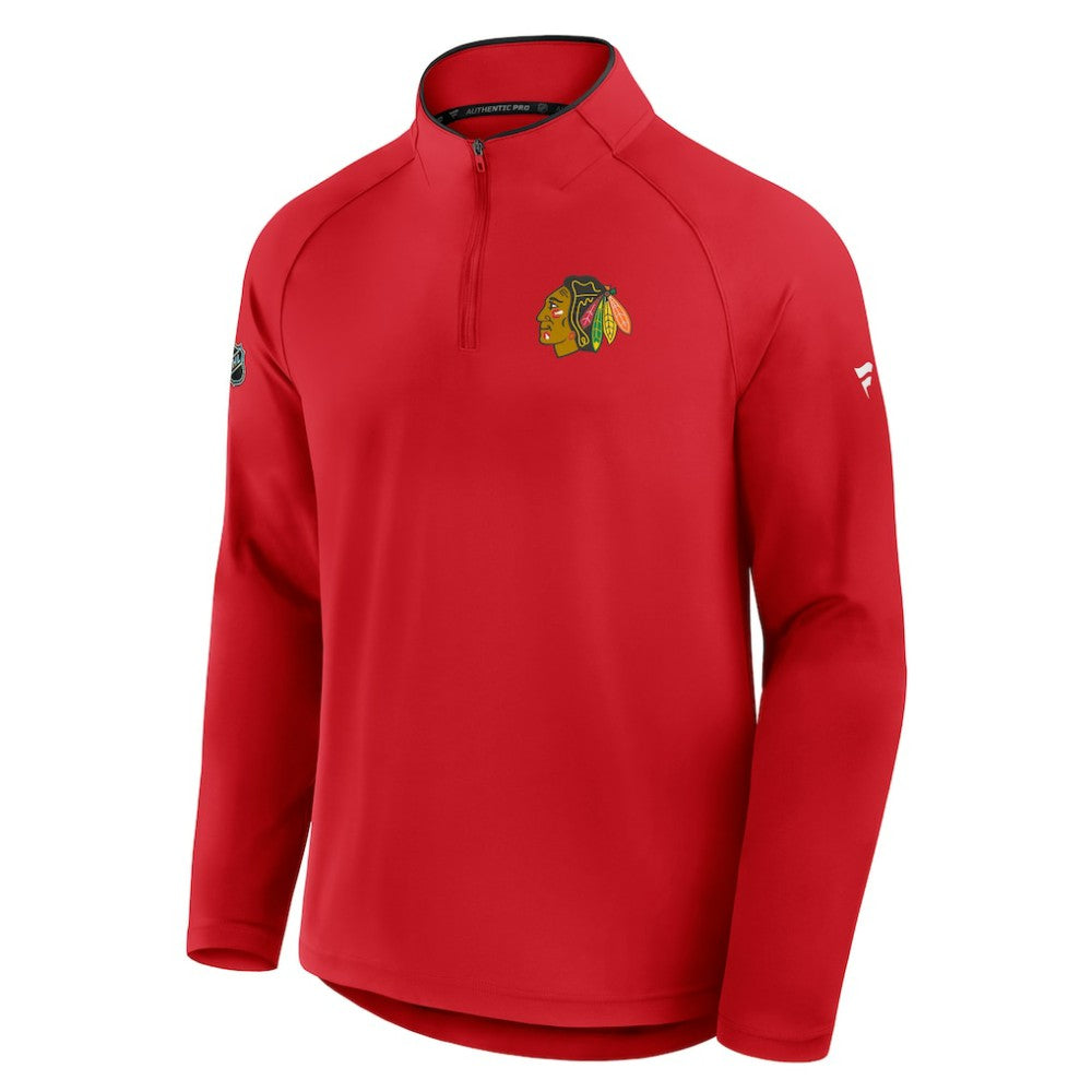Chicago Blackhawks Fanatics Authentic Pro Rink Training Quarter-Zip Pullover - Red - NHL