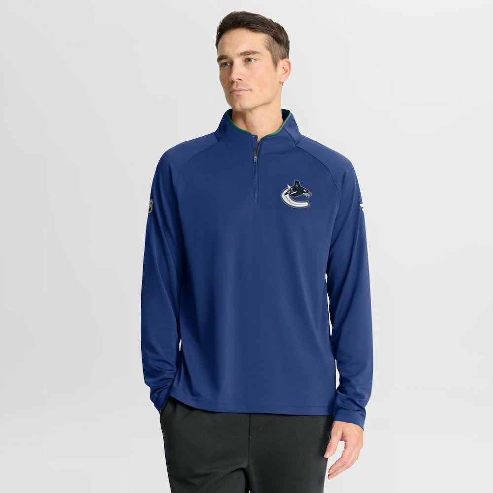 Vancouver Canucks Fanatics Authentic Pro Rink Training Quarter-Zip Pullover - Blue - NHL