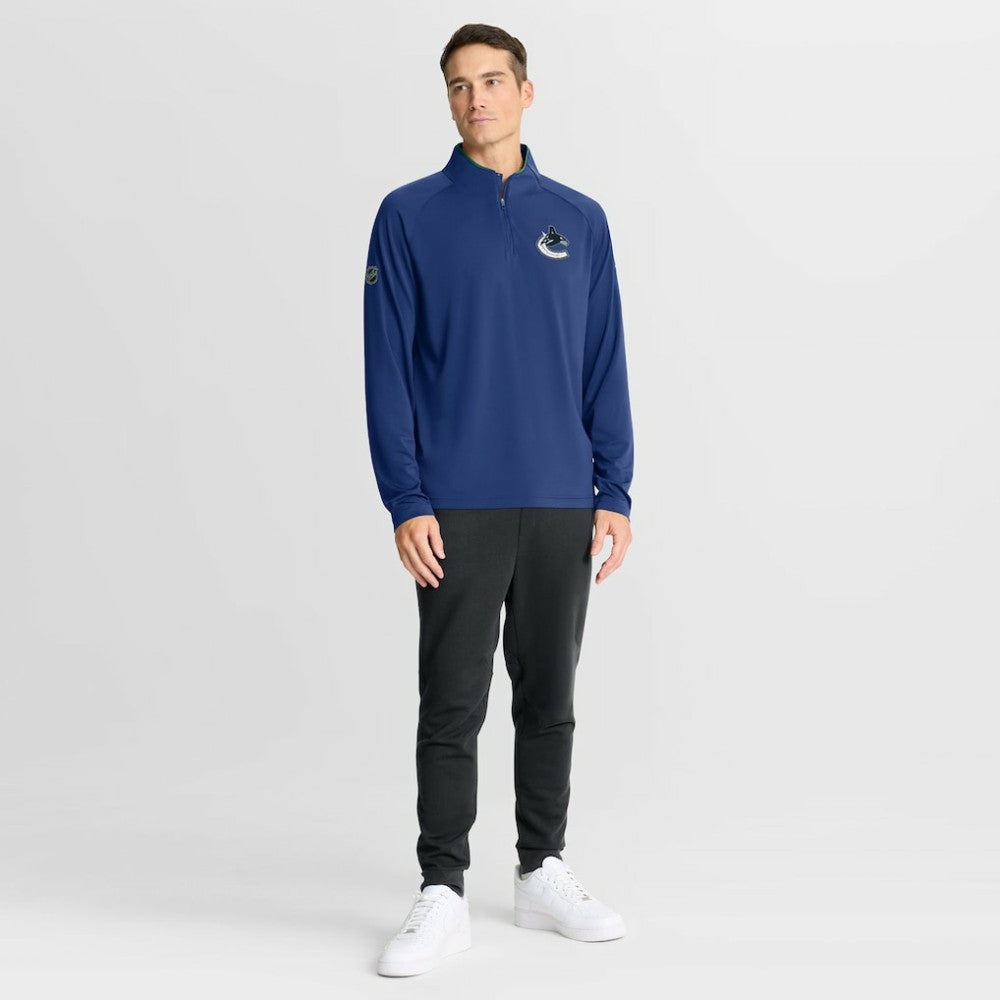 Vancouver Canucks Fanatics Authentic Pro Rink Training Quarter-Zip Pullover - Blue - NHL