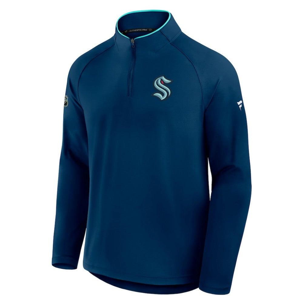 Seattle Kraken Fanatics Authentic Pro Rink Training Quarter-Zip Pullover - Deep Sea Blue - NHL