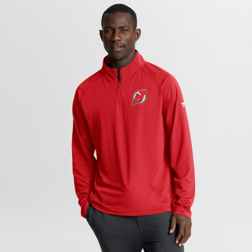 New Jersey Devils Fanatics Authentic Pro Rink Training Quarter-Zip Pullover - Red - NHL