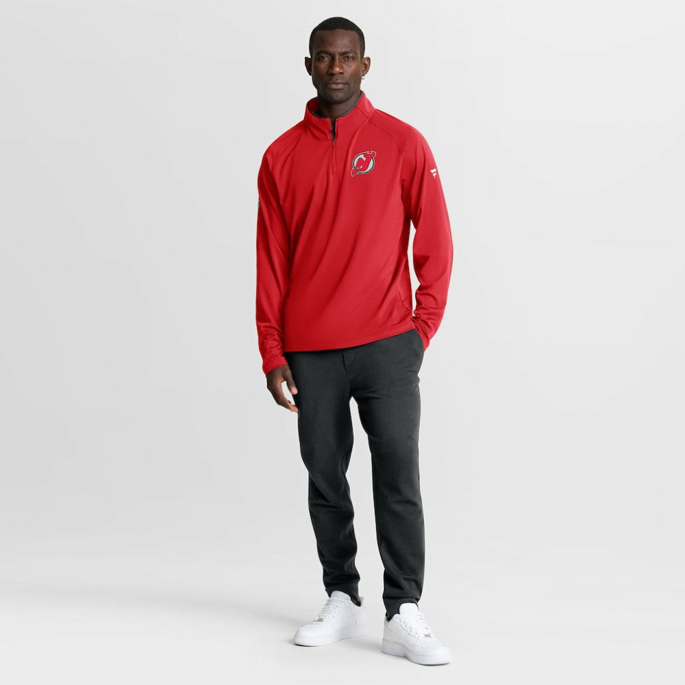 New Jersey Devils Fanatics Authentic Pro Rink Training Quarter-Zip Pullover - Red - NHL