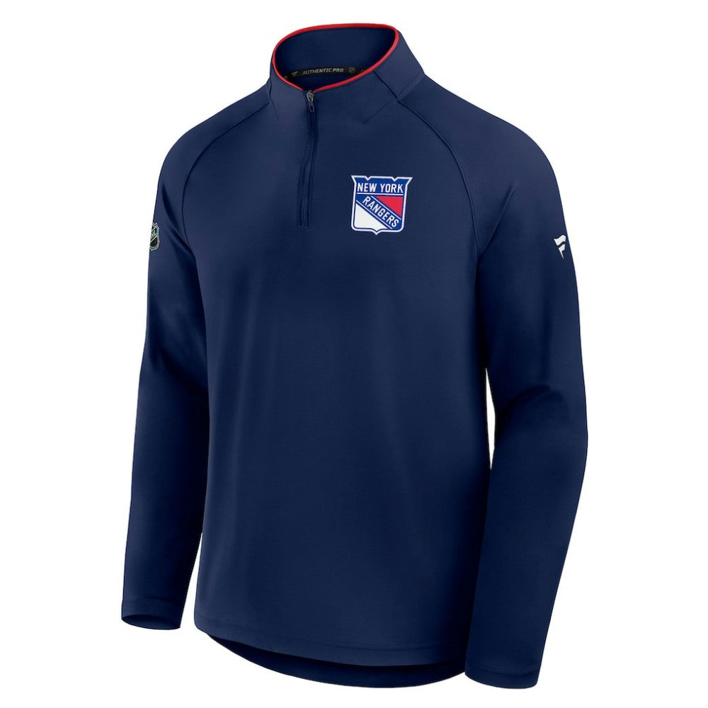 New York Rangers Fanatics Authentic Pro Rink Training Quarter-Zip Pullover - Navy - NHL