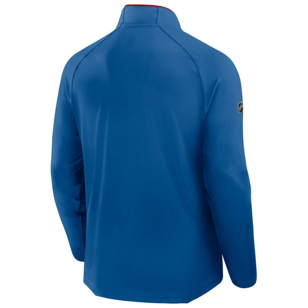New York Rangers Fanatics Authentic Pro Rink Training Centennial Raglan Quarter-Zip Pullover - Blue - NHL