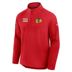 Chicago Blackhawks Fanatics Authentic Pro Rink Training Centennial Raglan Quarter-Zip Pullover - Red - NHL
