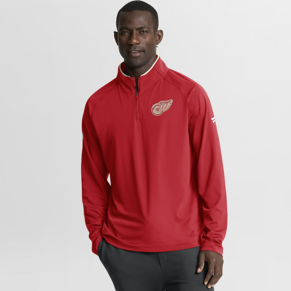 Detroit Red Wings Fanatics Authentic Pro Rink Training Centennial Raglan Quarter-Zip Pullover - Red - NHL