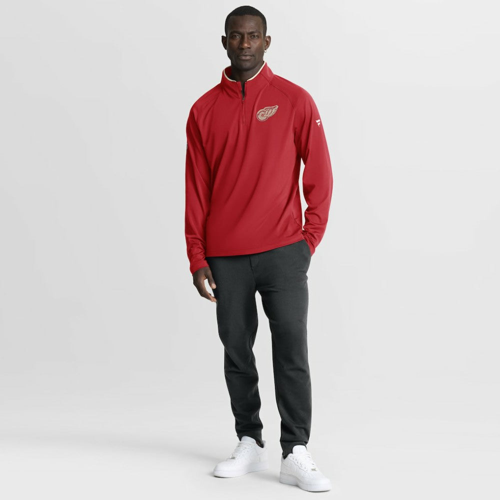 Detroit Red Wings Fanatics Authentic Pro Rink Training Centennial Raglan Quarter-Zip Pullover - Red - NHL