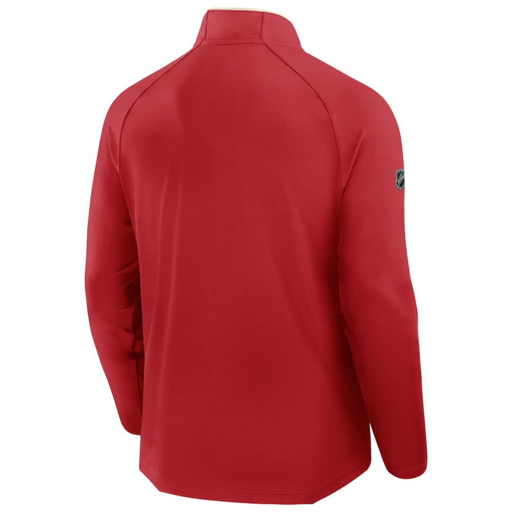 Detroit Red Wings Fanatics Authentic Pro Rink Training Centennial Raglan Quarter-Zip Pullover - Red - NHL
